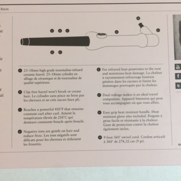 eva-nyc 25-18mm Tourmaline Clip-free Curler - Picture 7 of 7